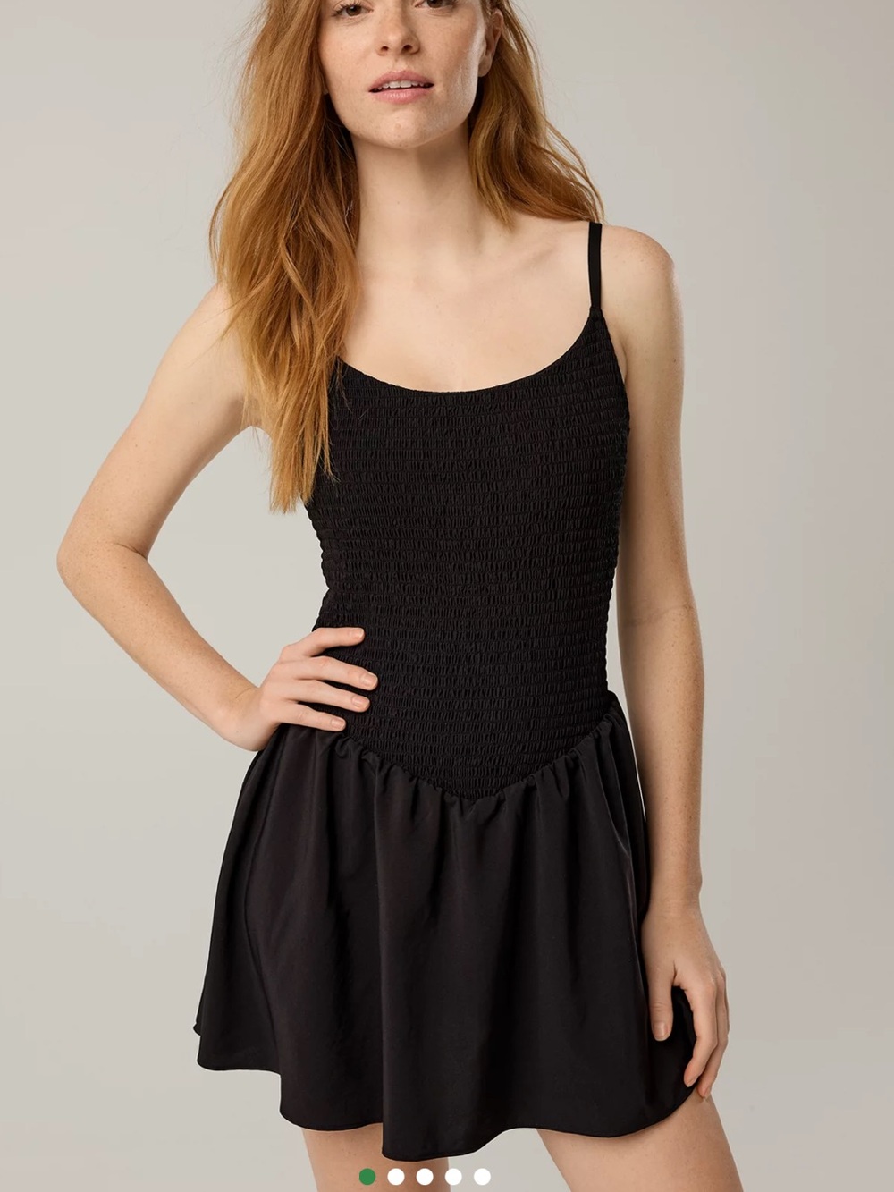 OFFLINE By Aerie Real Me Smocked Flowy Dress Black Built In Shorts Size XL New